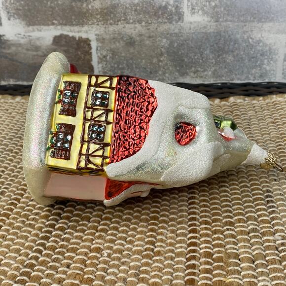 Kathe Wohlfahrt Rothenburg Germany Markusturm Hotel Glitter Glass Ornament 7" - Picture 13 of 15